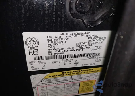 2021 Ford Expedition Limited z USA, uszkodzony, nr VIN 1FMJU2AT5MEA23811